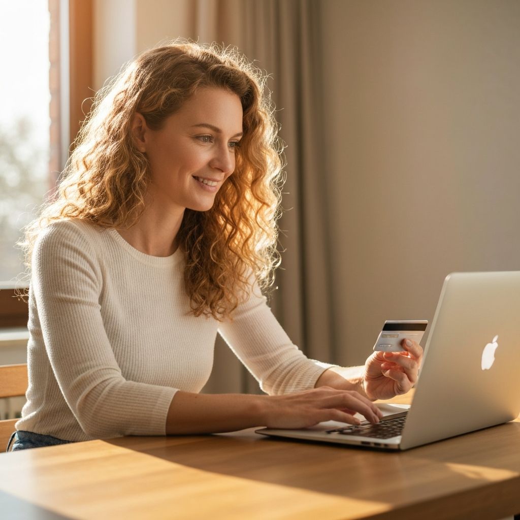 Woman making online donation